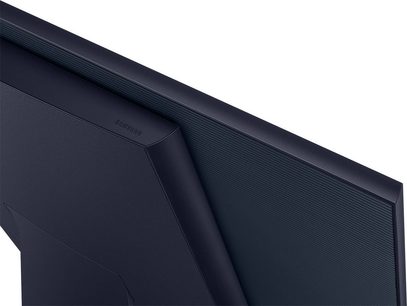Samsung The Sero QE43LS05T TV set fra siden, skærm slukket, smal mat sort ramme, sort bagside med logo nederst til højre