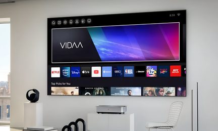 Laserprojektor med ultrakort kast til hjemmebiograf, storbilledvisning, smart TV-VIDAA-interface med Netflix-apps