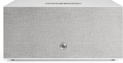 Fehér Audio Pro C20 W okoshangszóró texturált ráccsal, középen elhelyezett logóval és felül található kezelőszervekkel