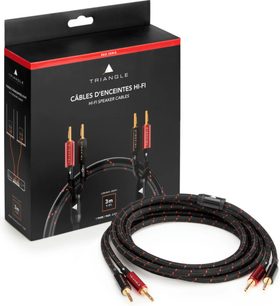 Hi-fi luidsprekerkabel Triangle Red 3 m, zwart gevlochten mantel met rood motief en vergulde banaanstekkers