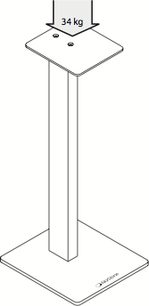 Norstone Design Esse Stand højttaler-fod i blank sort, set forfra og fra siden, vertikal rektangulær form, 34 kg