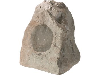 Rock Monitor 60-SM Außenlautsprecher in Felsoptik, Vorderansicht, strukturierte Oberfläche, integriertes rundes Gitter
