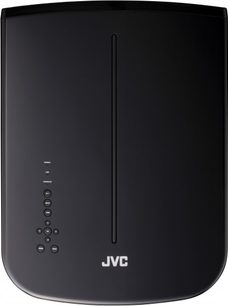 JVC DLA-HD350 sort videoprojektor, set forfra, vertikal rektangulær form med afrundede hjørner, blank sort front med knapper
