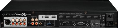 Předzesilovač domácího kina Emotiva BASX MC-700 černý, přední panel s audio/video konektory, tlačítky a displejem