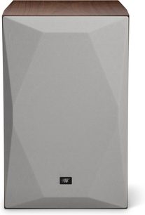 Enceinte bibliothèque Mofi Electronics SourcePoint 10 Master Edition noyer, vue de face avec grille grise