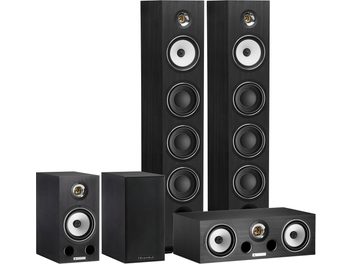 Set luidsprekers Triangle Australe EZ Voce Comète zwart essenhout, 2 vloerstaande luidsprekers, 1 centerspeaker, 2 boekenplankspeakers