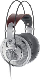 AKG K701 hovedtelefoner i grå og brun, justerbar hovedbøjle, ovale ørepuder, metalgitter på ørekopperne