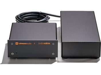 Preamplificatore phono Lehmann Audio Black Cube SE II edizione SV, due case nere, cavo, superficie grigia