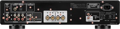 Stereo zesilovač Marantz Model 70 černý, zadní pohled s audio konektory, HDMI, reproduktory a napájením