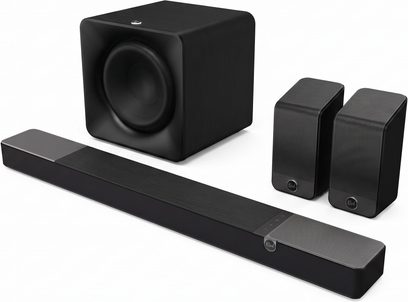 Soundbar Klipsch Flexus Core 300 nera con subwoofer Sub 200 e due diffusori Surr 200