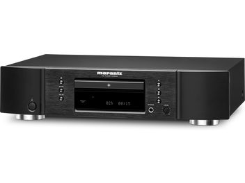 Marantz CD5005 sort CD-afspiller, frontpanel med digitalt display, knapper og kontrolhjul, set forfra