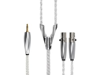 Meze Audio Ultra hõbedane punutud kõrvaklapikaabel 3,5 mm kullatud pistiku ja mini XLR L/R ühendustega