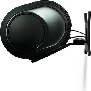 Podpora za ograjo DEVIALET GECKO - Phantom Ultimate 98 dB, črna kovina z površinsko obdelavo Deep Forest, pogled s strani, ukrivljen krak