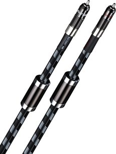 Due cavi audio RCA Real Cable CA Reflex 1m neri con connettori RCA maschi cromati, visti di fronte