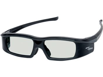 Γυαλιά 3D Optoma ZF 2100 μαύρα, μπροστινή όψη, ανοιχτά βραχίονα, διαφανείς ορθογώνιοι φακοί, πλαστική μονάδα