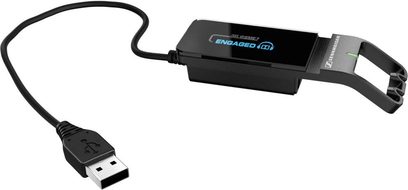 Sennheiser PC163D sort hi-fi hovedtelefoner, venstre profilvisning, med USB-kabel og 3,5 mm jackadapter