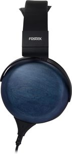 Fostex TH-1000RP Mk2 hi-fi-hovedtelefoner, circumaurale, blå ørekopper i træ, sort polstret hovedbøjle, venstre sidevisning
