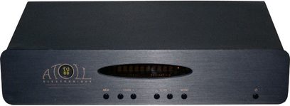 Elektronisk tuner Atoll TU80SE sort set forfra, grønt display, knapper og tilslutninger på bagsiden
