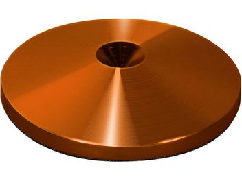 Contropunta in rame Norstone Design vista dall'alto, superficie liscia e lucida, foro centrale