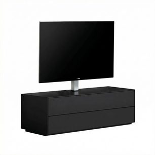 TV-møbel Sonorous Elements EX10-DD-BLK-BLK-2-A mat sort, lavt design med to skuffer og integreret TV-holder