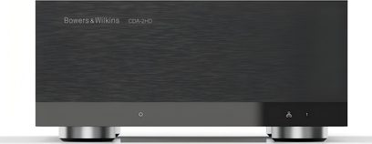 Amplificatore di potenza Bowers & Wilkins CDA-2HD, pannello frontale in alluminio spazzolato nero, spia centrale, vista frontale