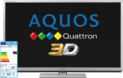 Sharp LC-60LE840E fladskærms-TV, Aquos Quattron 3D-logo, energimærke A+, 127 kWh/år, 152 cm