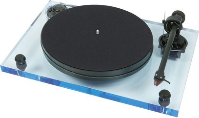 Pro-Ject 2Xperience Primary Acrylic turntable in blue, transparent acrylic platter, blue chassis, black tonearm