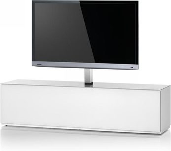 Sonorous Studio ST161-WHT-BS hvid TV-møbel med lav hylde og fladskærmsbeslag, set forfra