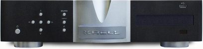 Krell Vanguard Digital fekete sztereó hi-fi erősítő elölnézeti képe, előlapon gombok és csatlakozók, középen digitális kijelző