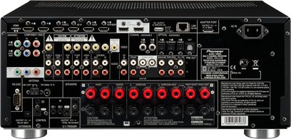 Pioneer VSX-LX55 hjemmebiografsforstærker, bagside, audio/video-tilslutninger, antenne, højttalere, HDMI-porte, netværk, strømforsyning