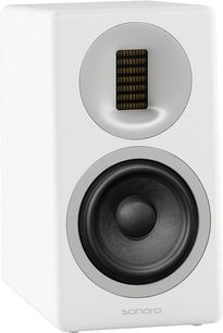 Coluna de estante Sonoro Orchestra slim Gen.2 branca, painel frontal com tweeter retangular e grande woofer redondo