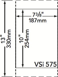 Teknisk diagram med dimensioner for en Boston Acoustics VSi 575 loftmonteringshøjttaler med en diameter på 187 mm og en dybde på 73/8"