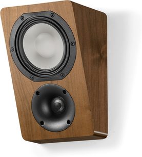 Boxe Dolby Atmos Canton AR 5 nuc, boxă de perete înclinată cu difuzor de bass argintiu și tweeter negru