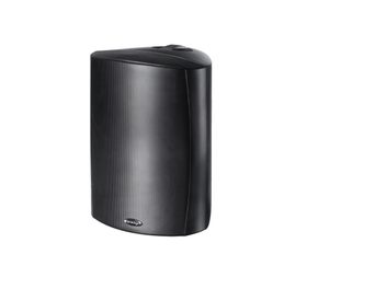 Cassa da esterno Stylus 470, vista frontale, griglia perforata nera che copre la superficie, corpo nero con bordi arrotondati