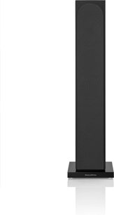 Boxa coloană Bowers & Wilkins 704 S3 moca, vedere frontală, formă dreptunghiulară verticală, culoare neagră, bază dreptunghiulară