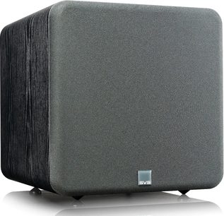 SVS SB-1000 PRO sort askebøg subwoofer, sort askefinish, frontvisning, kubisk form, sort frontgitter