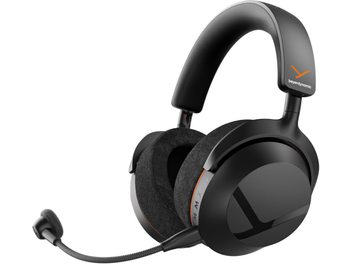 Cuffia gaming Beyerdynamic MMX 100 nera con microfono su braccio, padiglioni circumaurali e dettagli arancioni