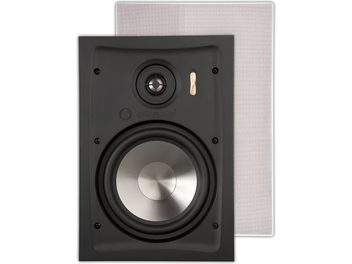 indbygget væghøjttaler ArtSound RE2060 sort med sølvfarvet metalwoofer og rund diskant, hvid perforeret frontgrill