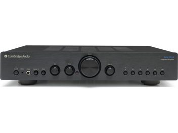 Zintegrowany wzmacniacz stereo Cambridge Audio Azur 351A, czarny kolor, przedni panel, przyciski, złącza tylne