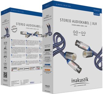 Analog XLR-lydkabel NF-XLR 1,5m med cylindriske metalstik, blå og sølvfarvet flettet kappe, set forfra