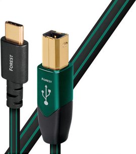 Аудіо USB-кабель Audioquest Forest зелено-чорний, позолочені роз'єми USB-B та USB-C, довжина 0,75 метра