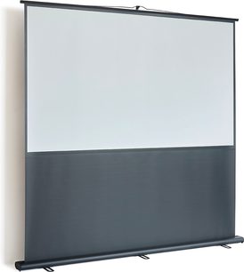 Draagbaar projectiescherm Projeo PullUP HD 80 wit met zwarte rand en intrekbare staande voet