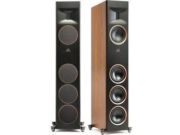 Cassa a colonna MartinLogan Motion XT F100 noce con frontale nero, 4 altoparlanti circolari e lati con finitura in legno