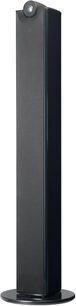 Bowers & Wilkins XT8 sort søjlehøjttaler, set forfra, slank cylindrisk form, sølvfarvet diskant øverst