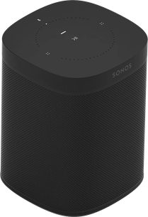 Trådløs forbundet højttaler Sonos One (Gen 2) mat sort set ovenfra, perforeret overflade, berøringsfølsomme knapper