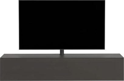 Mueble de audio y vídeo Spectral Core 40 gris antracita, con frontal liso y televisor sobre soporte central