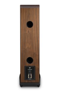 Підлогова акустична система Mofi Electronics SourcePoint 888, горіх, вигляд ззаду з подвійним чорним фазоінвертором і клемами акустичного підключення