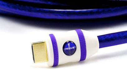 Hvid og lilla Premium Leo 1.3 HDMI-kabel fra Positive Cable, med forgyldt stik, nærbillede
