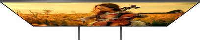 Televizor Sony BRAVIA 5 K75XR5 v černé barvě s kovovým rámem, plochá obrazovka s ultra tenkými okraji a dvěma tenkými středovými nohami, pohled zepředu