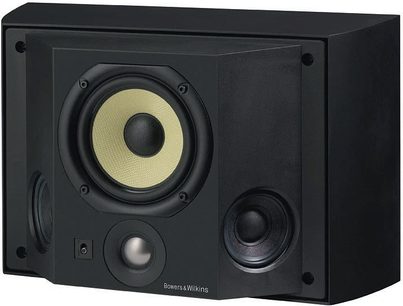 Bowers & Wilkins DS3 sort højttaler, set forfra, med mellemtone-/basenhed, diskant og bas-refleksport